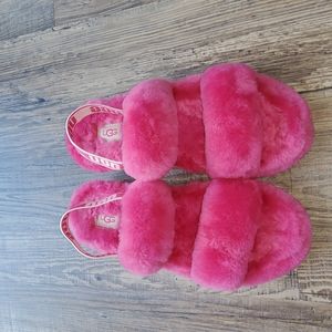 UGG Oh Yeah Sheepskin Pink Sandals Slippers